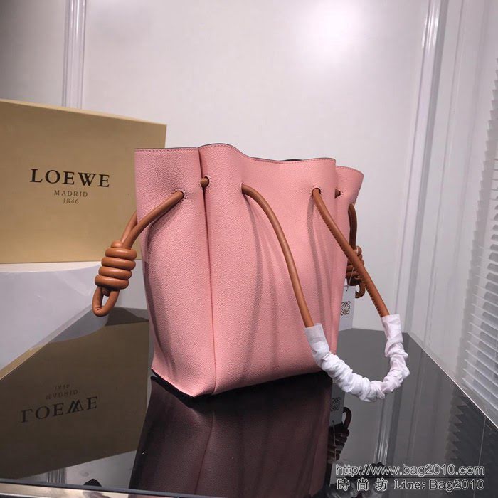 LOEWE羅意威 原版軟皮 最新Flamenco Knot系列 抽繩荔枝紋購物袋 手提肩背包 3041  jdl1110